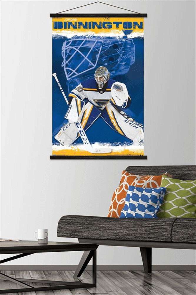 NHL St. Louis Blues - Jordan Binnington 19 Wall Poster with Magnetic Frame, 22.375" x 34"