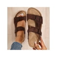 thumbnail image 3 of Women's Comfortable Slides Sandals with Comfy Cork Footbed and Adjustable Unique Knitting Straps, 3 of 7