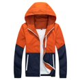 thumbnail image 4 of Water Resistant Color Block Windbreaker Jacket for Men, Adjustable Hood Zip Up Light Coat for Weekend Jogging Sports Orange XXL, 4 of 4