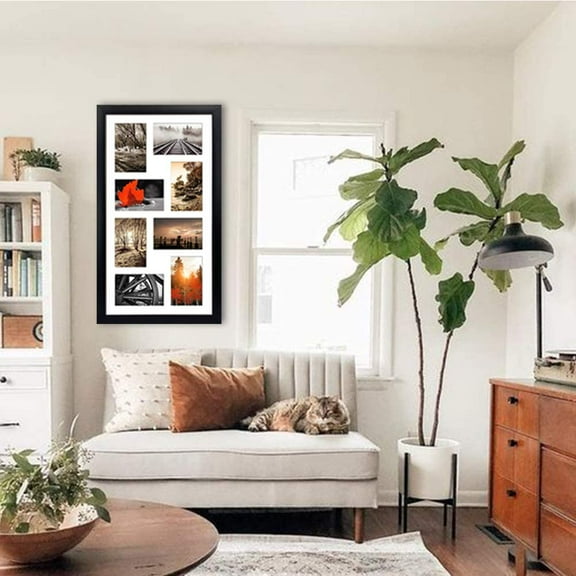 4x6 Black Collage Picture Frames Set of 2, 8 Openings Matted Collage Frame for 4x6 Pictures to Display 16 Multi Photos for Wall