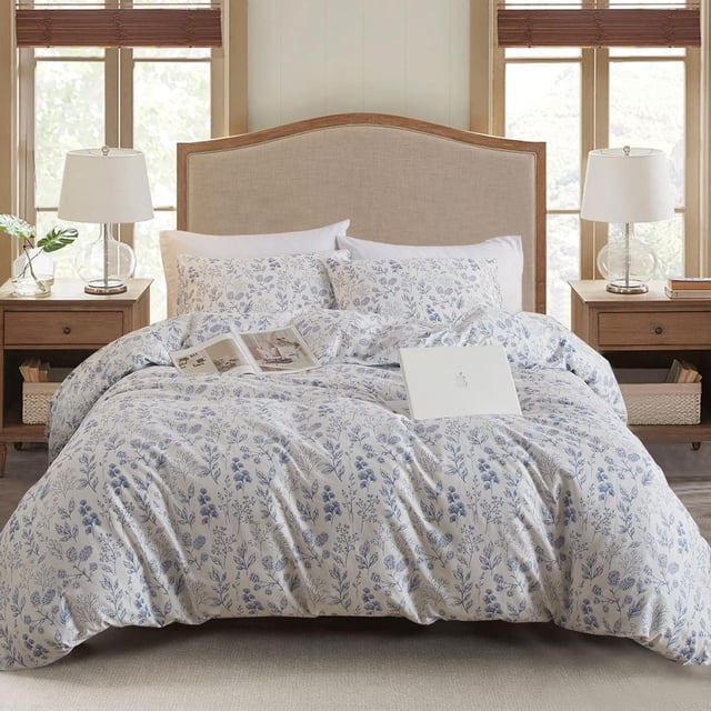 Jardín Floral Funda Nórdica Rey Blanco Boho Floral Juego de Cama Chic
