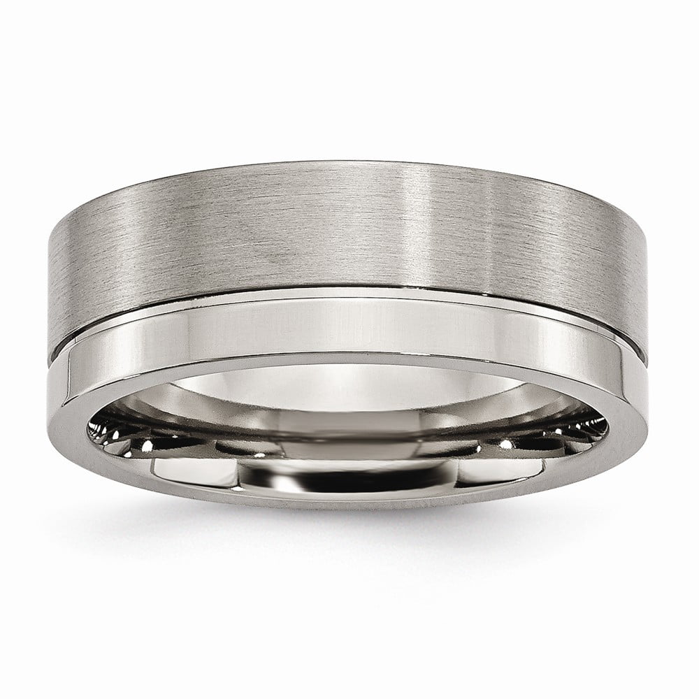 Titanium Grooved 8mm Brushed And Polished Band Size 9.5