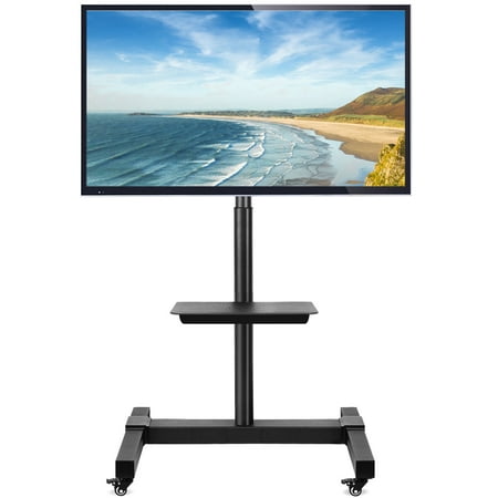 Mobile TV Stand Tilt Rolling TV Cart with Wheels for LCD LED TVs up to 70 inch, Black