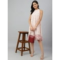 thumbnail image 3 of Janasya Indian Women's Peach Dobby Georgette Floral Flared Western Dress, 3 of 8