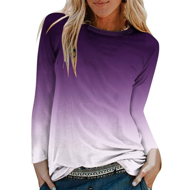 Camisas Para Mujer Casual Cuello Redondo Manga Larga Impreso Camisa Suelta Blusa Tops Odeerbi ODB129436