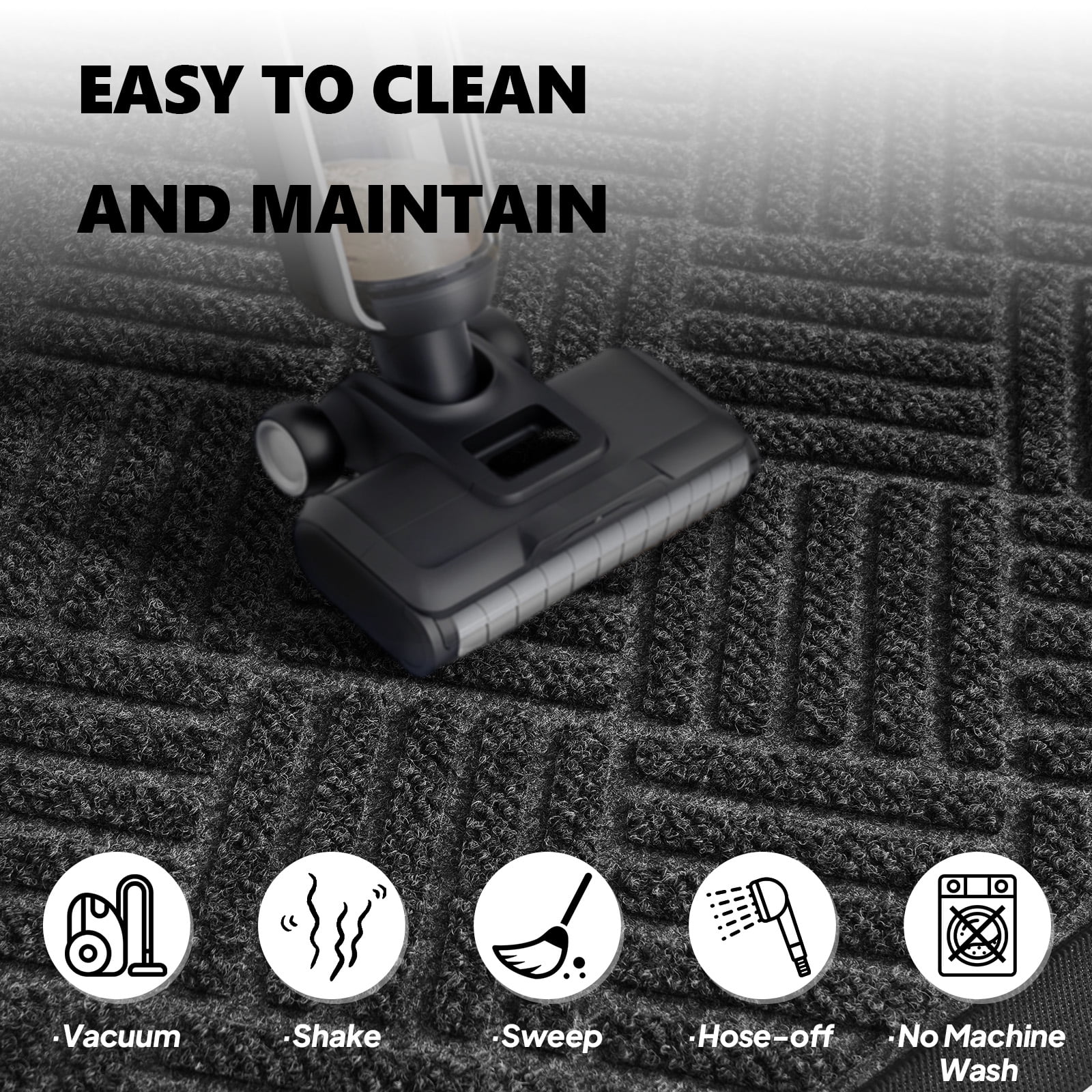 Floor Mat with Composite Rubber Backing, Non-Slip Grid Texture Waterproof Mat for Kitchen, Bathroom, Entryway, Laundry Room & Balcony