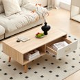 thumbnail image 3 of CoSoTower Rectangle Coffee Table with Solid Wood Legs, Sliding Drawer for Storage, Modern Table for Living Room , Natural Wood Color, 3 of 9