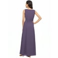 thumbnail image 3 of eloria Women's Ankle Length Dress Princess Cut A-line Sleeve Less Strip Dress Size: XL | Color: Purple, 3 of 5