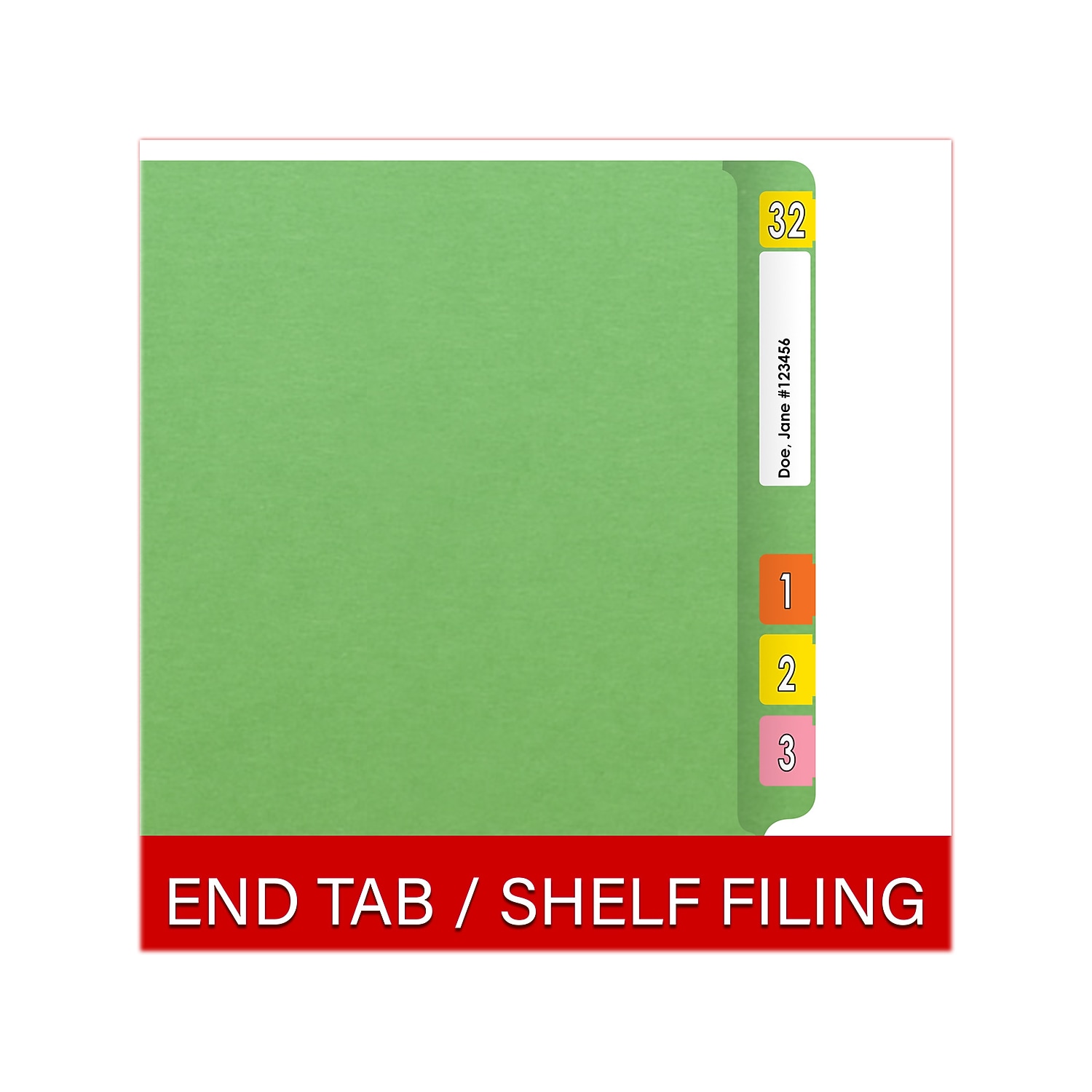 Medical Arts Press Heavy Duty End Tab File Folder Straight-Cut Letter Size Green 40/Box