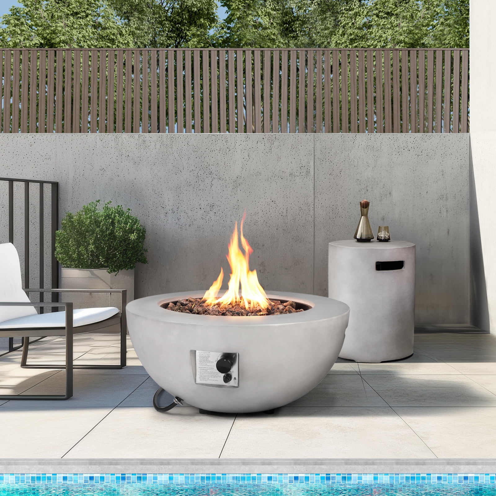 ReeQuo 31.5” Propane Fire Pit Table – Outdoor Gas Fire Table with Tank Cover & Lid, 2-in-1 Firepit Coffee Table