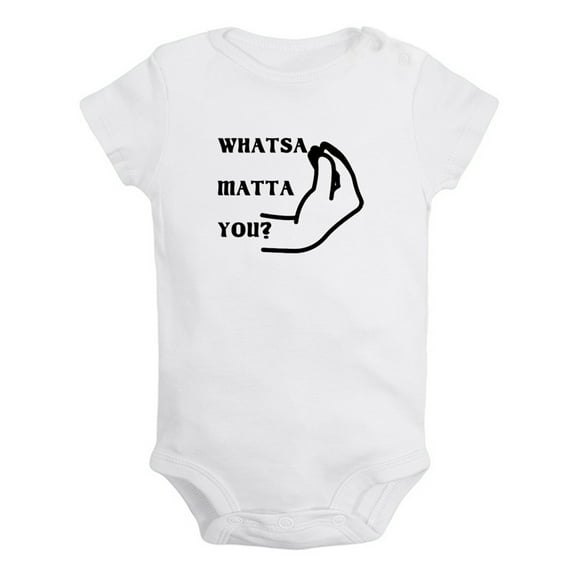 iDzn Italian Whatsa Matta You Funny Rompers For Babies, Newborn Baby Unisex Bodysuits, Infant Jumpsuits, Toddler 0-12 Months Kids One-Piece Oufits (White, 0-6 Months)