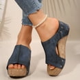 thumbnail image 6 of Miluxas Women Width Wedge Sandals Spring Summer Corkys Shoes Casual Dressy Platform Sandals Navy 8.5(41), 6 of 9