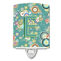 Letter E Circle Circle Teal Initial Alphabet Ceramic Night Light