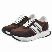 CMR CHAMARIPA Tallest Elevator Shoes - Elevator Shoes Sneakers Women's - Coffee Suede Sneakers 8cm / 3.15 Inches