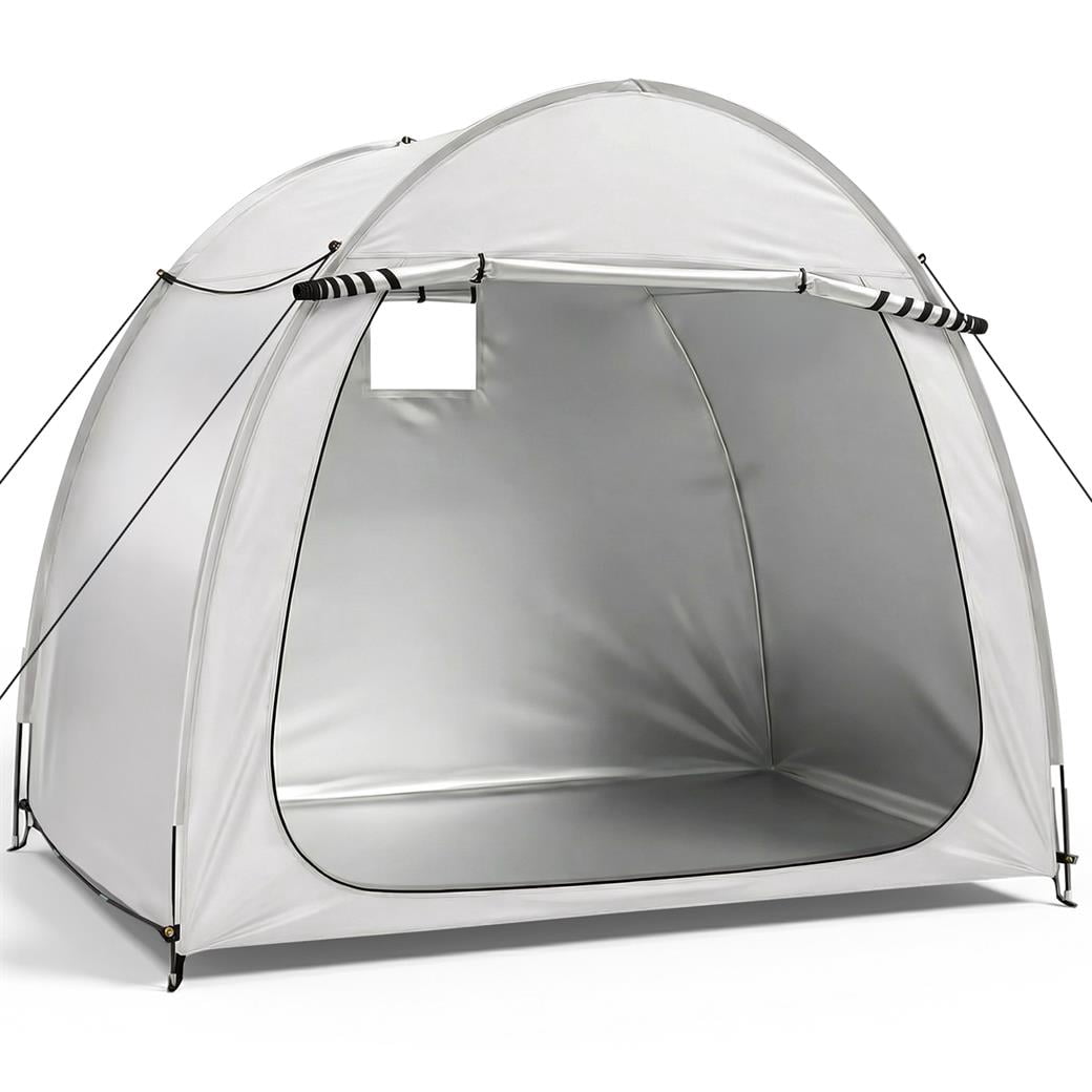 Dual-Door Bike Storage Tent - Arc-Shaped Oxford Cover with Flexible Fiberglass Frame & Efficient Storage Solutions