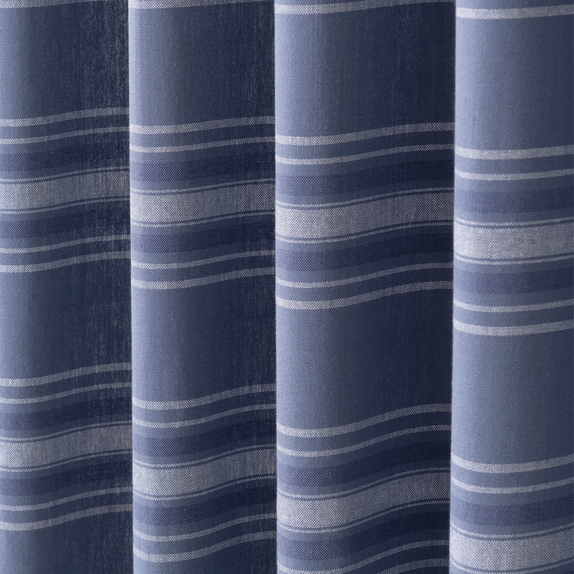 Martha Stewart Ruffle Stripe Tier Set Poseidon Blue, Pole Top, Light Filtering, Indoor, Adult, 2 Piece Set, 30" x 24"