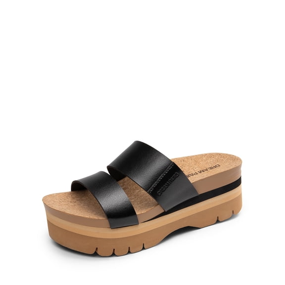 DREAM PAIRS Women's Platform Wedge Slide Sandals Slip on Comfortable Beach Sandals 2-Strap Cork Fashion Sandal with Arch Support