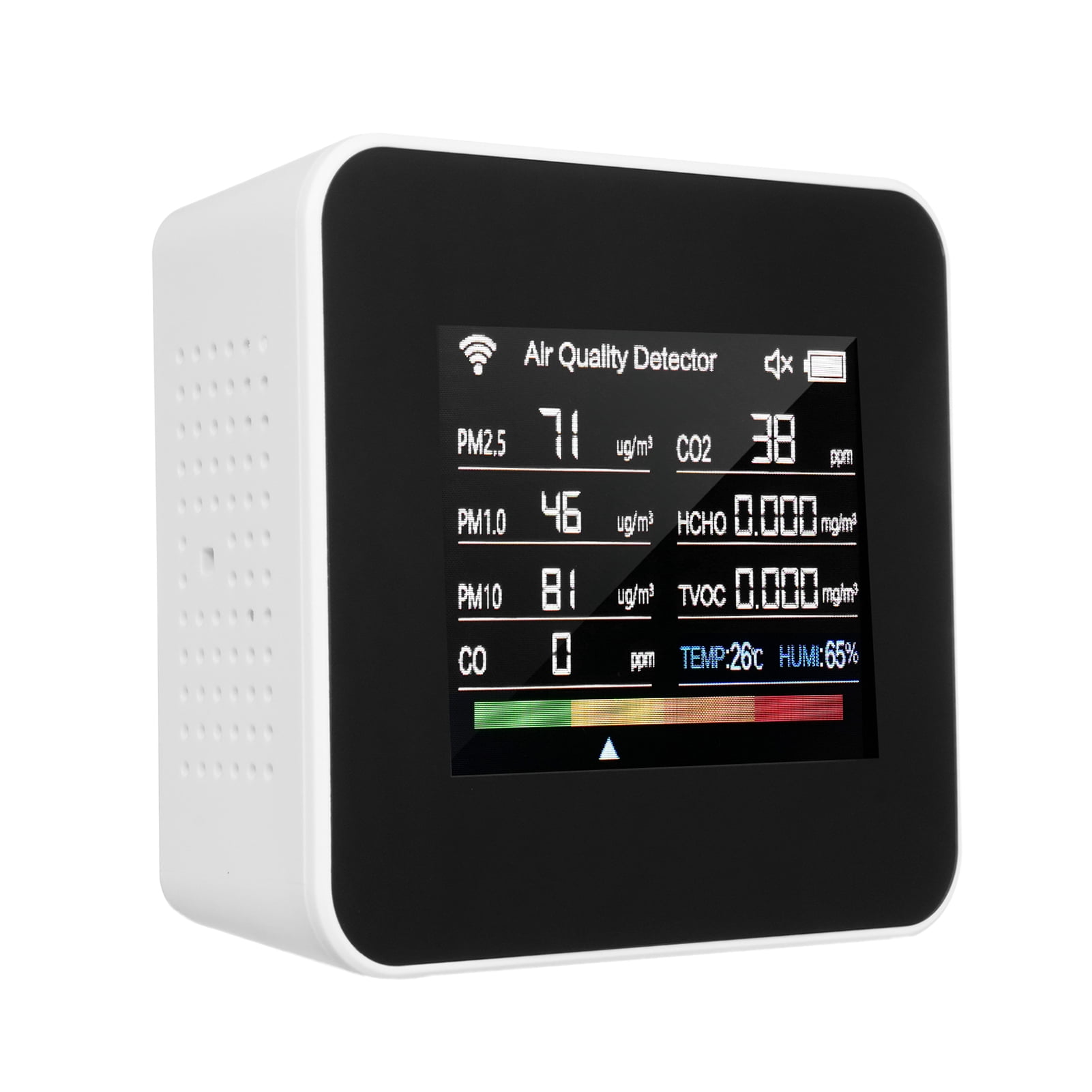 Air quality detector,Pm1.0 Pm10 And Pm2.5 Pm1.0 Quality - Pm10 2.8inch Tft Co Tvoc Air Quality Display Support App Tvoc Temperature Wifi App With Time 14-in-1 Indoor Tft In 1