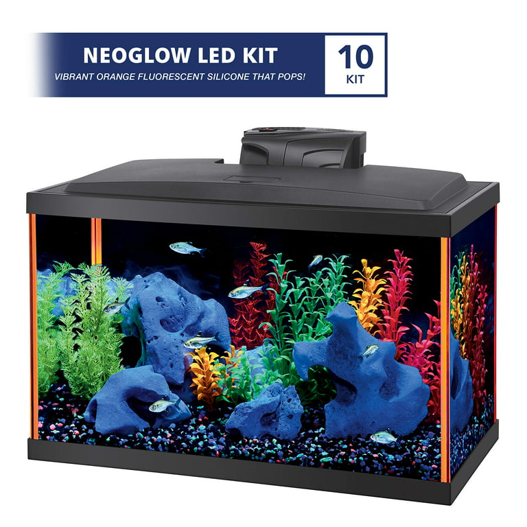 Aqueon Neo Glow Aquarium LED Starter Kit, Orange, 10 Gallon with