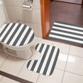 thumbnail image 5 of Deep Gray Bathroom Rugs Set and White Stripe Non Slip Absorbent Soft Bath Mats 3 Piece Set with Bathroom Rug, U-Shaped Floor Mat, Toilet Seat Cover Small Size, 5 of 9