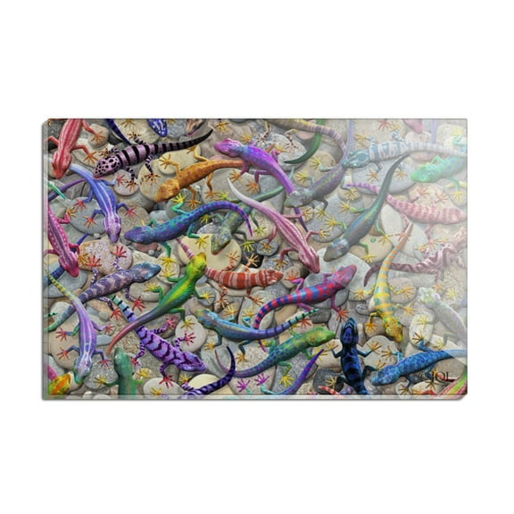Gecko Lizards Reptile Rock Group Rectangle Acrylic Fridge Refrigerator Magnet