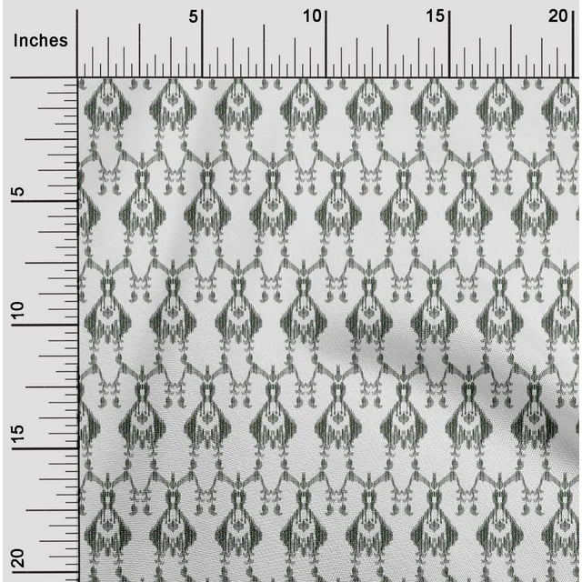 oneOone Tissu Polyester Lycra Imprimé Ikat Paisley au Mètre 56 Pouces de Large