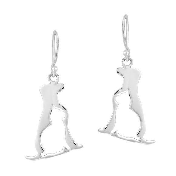 AeraVida Boucles d'Oreilles Pendantes en Argent Sterling Silhouette de Chat et Chien pour Femme
