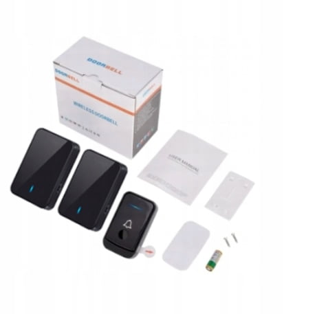 Home Wireless Doorbell No Wiring Doorbell with 2 Receivers Battery Powered
