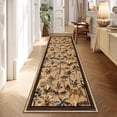 thumbnail image 6 of Tzou Modern Animal Print Runner Rug 2' x 6', Brown Non-Slip Washable Low Pile Indoor Carpet for Living Room, Stain-Resistant Indoor Floor Mat with Tiger & Floral Design, 6 of 8