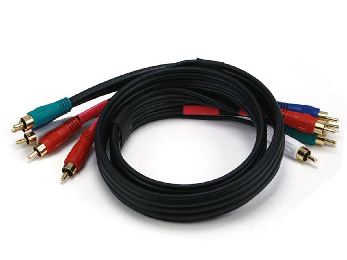 Monoprice 5RCA Component Video/Audio Coaxial Cable (RG59/U) 3 Feet