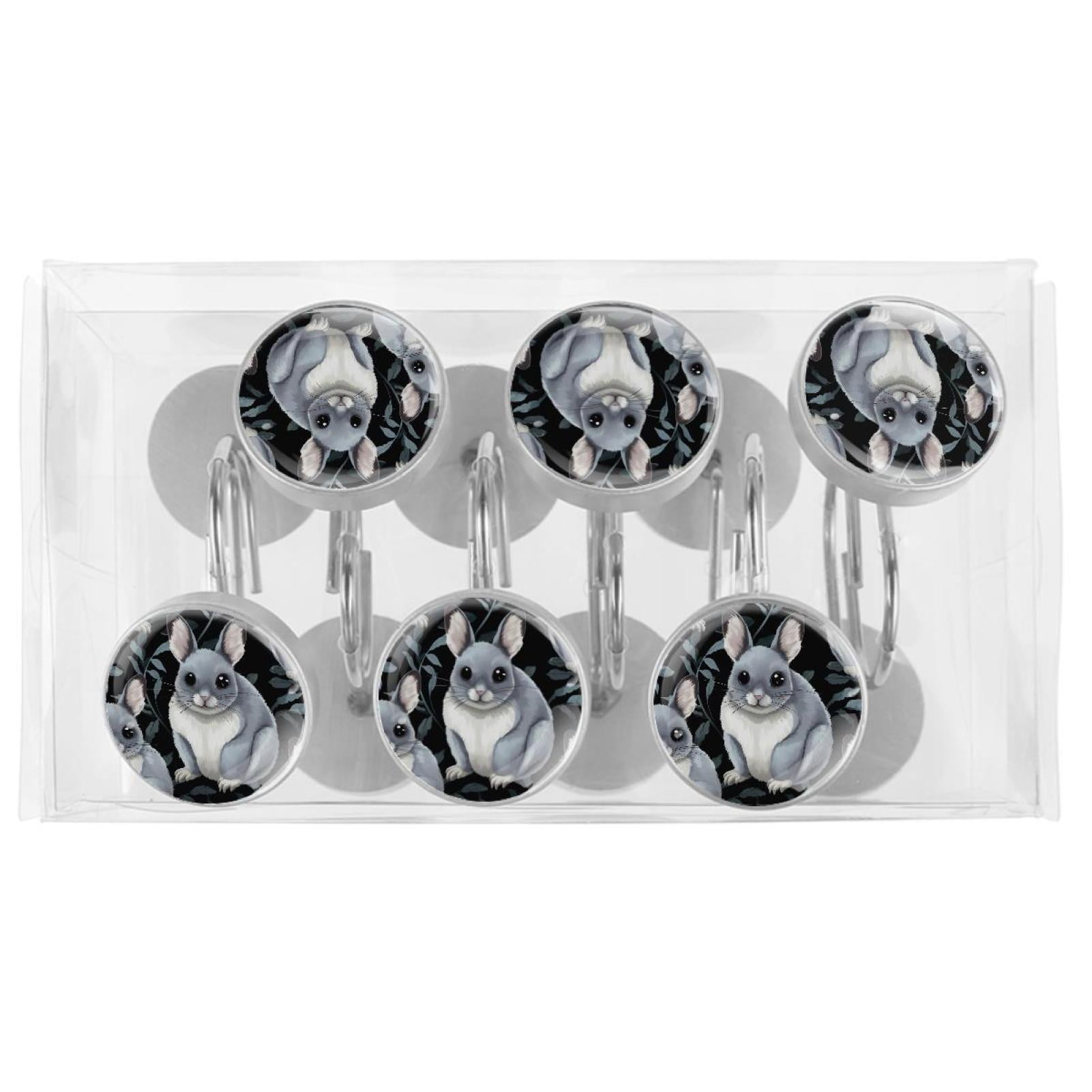HemaKayy 12 Pcs Decorative Shower Curtain Hooks - Stainless Steel Rings for Bathroom Décor - Easy Glide & Secure Hold - Perfect Decoration for Bathroom Shower Rods - Pet Cats
