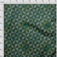 thumbnail image 3 of oneOone Silk Tabby Dark Teal Green Fabric Mandala & Triangle Geometric Quilting Supplies Print Sewing Fabric By The Yard 42 Inch Wide, 3 of 4
