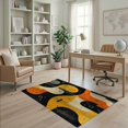 thumbnail image 2 of ODIKA 4'x6' Washable Area Rug Stain Resistant, Low Pile, Easy Care Guitar Music Print Notes Abstract Retro Sound Wave Vintage Acoustic for Dorm Room, Small Living, 2 of 7