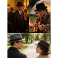 thumbnail image 2 of Gustave Men's Felt Trilby Fedora Hat Short Brim Panama Jazz Hat Classic 1920s Gangster Party Dress Hat for Unisex - Brown, 2 of 8