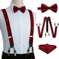 thumbnail image 5 of HISDERN Floral Bow Tie Suspenders Set Mens Handkerchief Set Y Shape 6 Clips Adjustable Red Black, 5 of 9