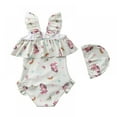 thumbnail image 3 of BESLY Toddler Little Girls Ruffled Swimsuits 1-7T One-Piece Beach Swimwear Chid Sunsuit with Swim Caps, 3 of 3