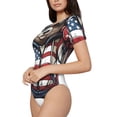 thumbnail image 2 of Haiem Patriotic Boxing Bear Art Women's Crew Neck Short Sleeve Bodysuit Tops Stretchy Slim Basic-Medium, 2 of 8