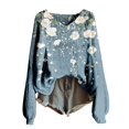 thumbnail image 2 of HLKJKLS Winter Clothing For Women Long Sleeve Crewneck Knitted Pullover Sweater Polyester Spandex Winter Warm Casual Blue S-3Xl, 2 of 4