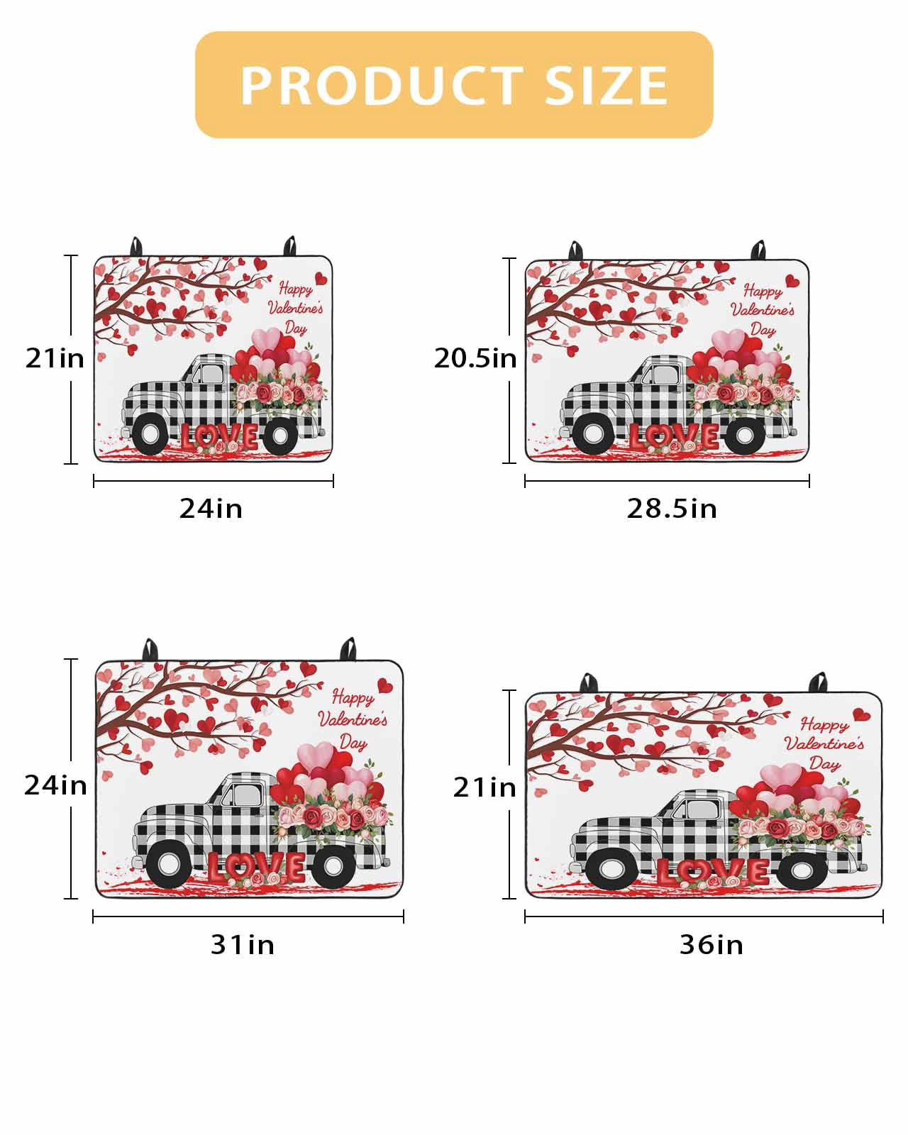 Large Induction Cooktop Protector Mat Valentine's Day Stove Top Covers for Electric Stove, Love Tree Branches Truck Roses Buffalo Plaid Decorative Stove Burner Cover Mats, Glass Top Stove Cover