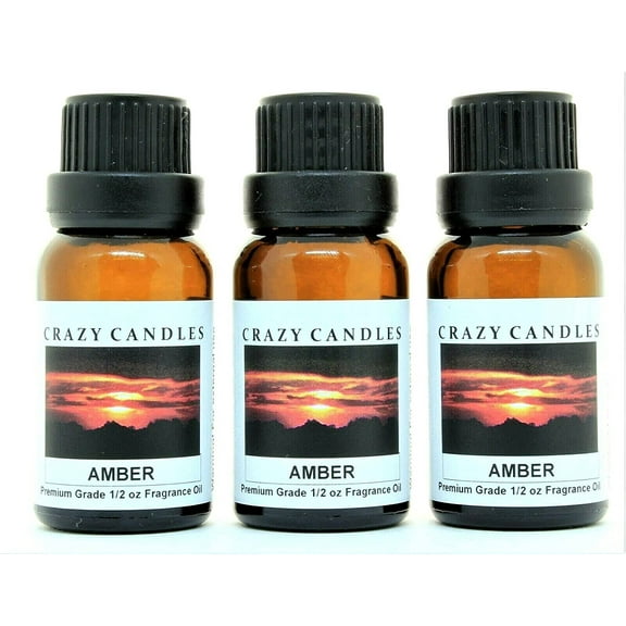 Crazy Candles Amber 3 Bottles 1/2 FL Oz Each (15ml) Premium Grade Scented Fragrance Oil Made in USA
