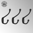 thumbnail image 2 of Renovators Supply Black Wrought Iron Robe and Coat Double Hooks 5" L Rustic Entry Way Hat or Jacket Hanger Wall Mount Rust Resistant Bathroom Towel Hooks w/Hardware Pack of 3, 2 of 4