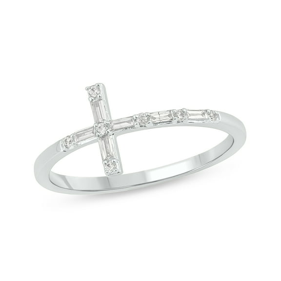 Cali Trove 14KT White Gold 1/6 Cttw Diamond Fashion Cross Ring Band for Women