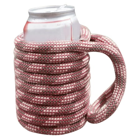 

Recycled Rock Climbing Rope Can Cozy - Handmade Reusable Can Cooler Sleeve with Handle Non- Insulated for Cans Soda & Drinks - Eco-Friendly Outdoor Accessory