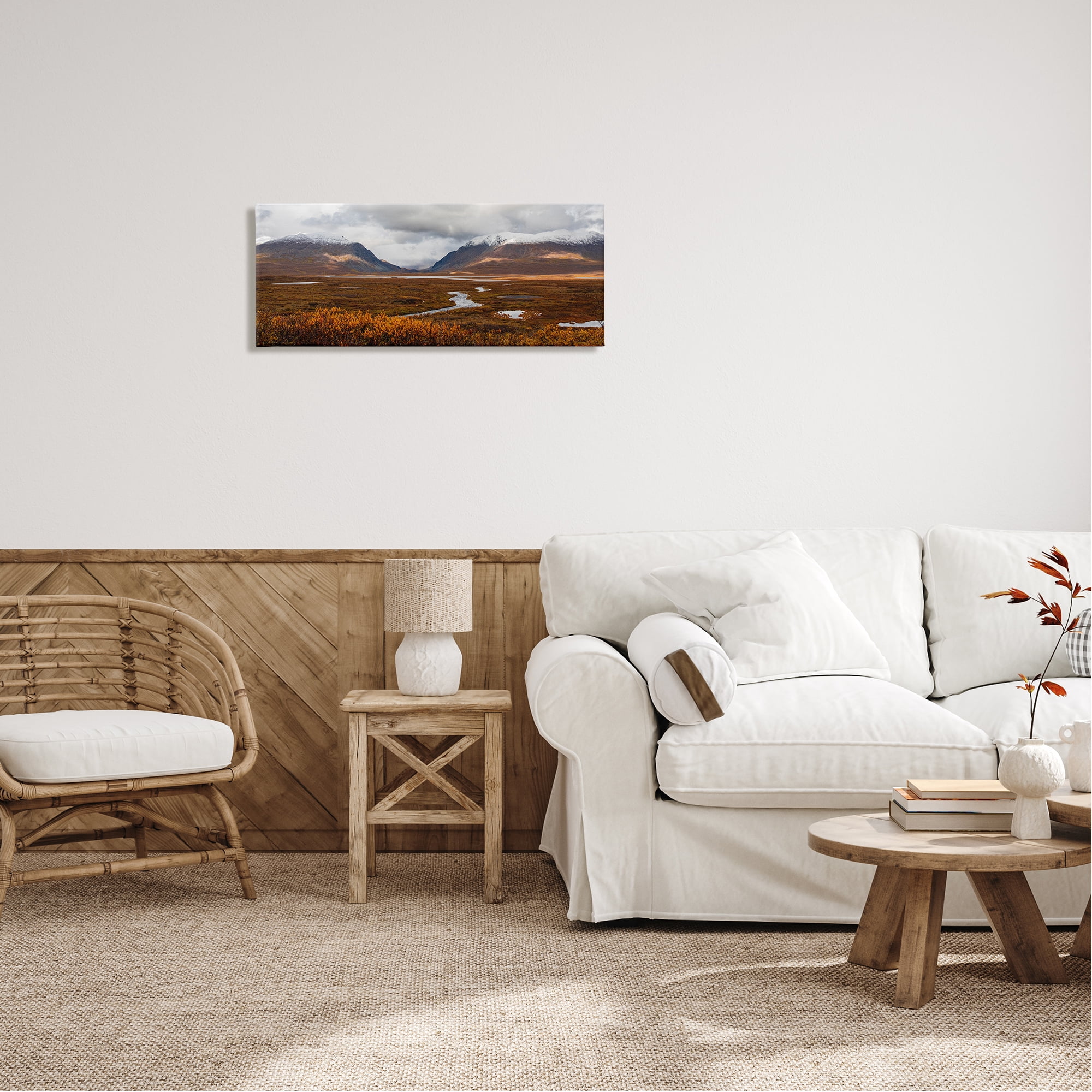 Stupell Industries Distant Snowy Peaks Landscape Photography Gallery Wrapped Canvas Art Print Wall Art, 30 x 13