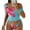 Sky Blue, variant on Tqyyweavej 3 Piece Triangle Bikini Sets for Women Halter Pleated Elastic Swim Tops and Side Tie Print Solid Color Bathing Bottoms with Sheer Cover Ups