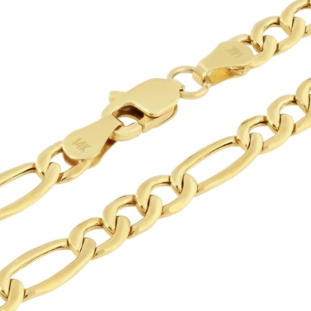 Nuragold 14k Real Yellow Gold Figaro Link 3.5mm Chain Necklace (16"-26") Italian Jewelry for Men & Women