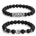thumbnail image 4 of 2 unidades/set de pulseras de cuentas de Buda para mujer y hombre, pulseras de piedra de lava negra y ojos de tigre, brazaletes con charm, budismo, 4 of 8