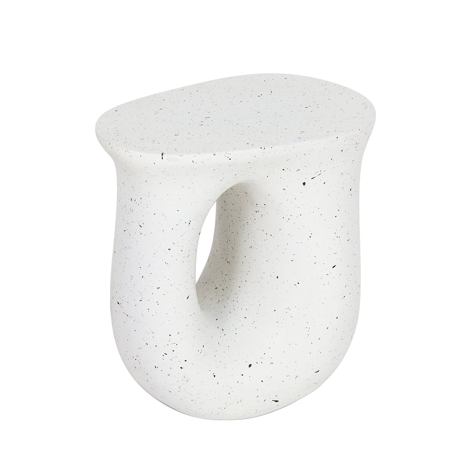 Geometric Lightweight Concrete  Side End Table for Living Room Bedroom Storage, 16.7x12.9x17.7 inch,U-Shaped