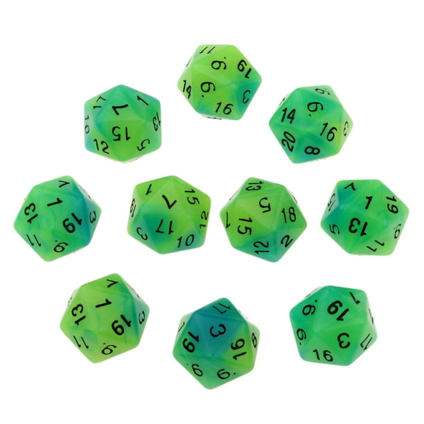 Juego de Dados Noctilucentes D20 luminosos Sunnimix Para juego D&D TRPG Azul Verde