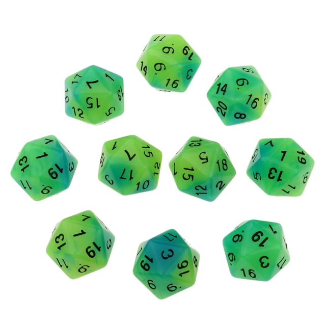 Juego de Dados Noctilucentes D20 luminosos Sunnimix Para juego D&D TRPG Azul Verde